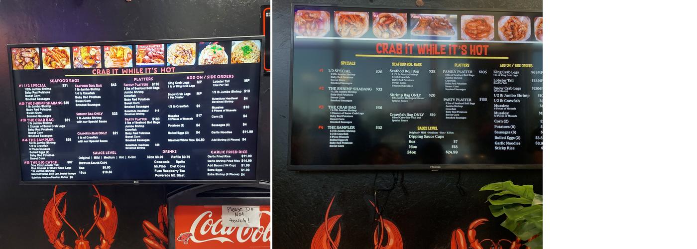 Crab it while it's hot Menu