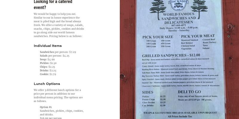 Myers Dockside Menu