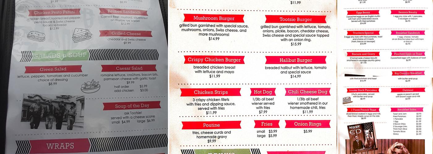 Tootsies Diner Menu