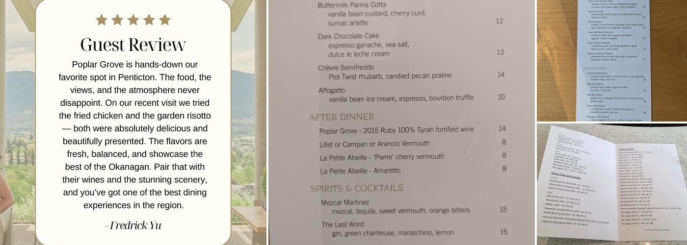 The Restaurant at Poplar Grove Menu