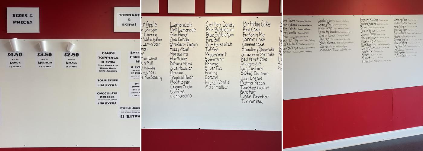 Hobo Joe's Shaved Ice On the Go! llc Menu