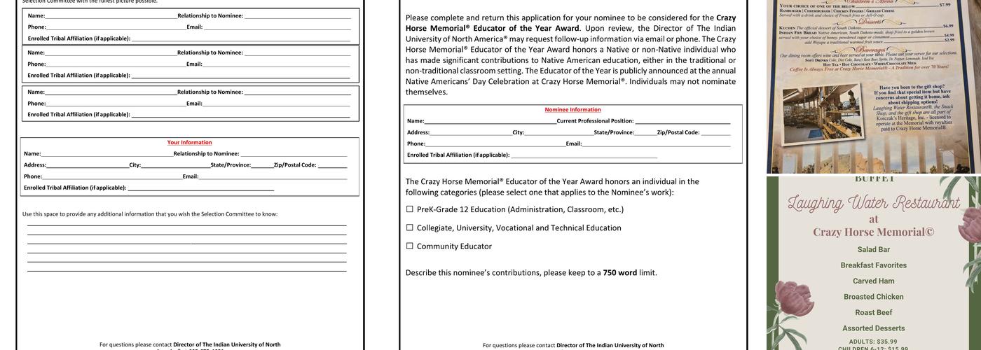 Laughing Water Restaurant Menu