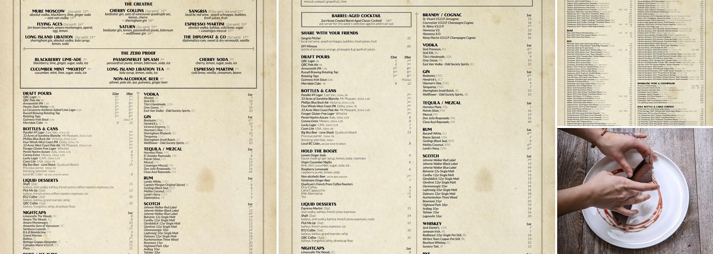 Qualicum Beach Cafe Menu