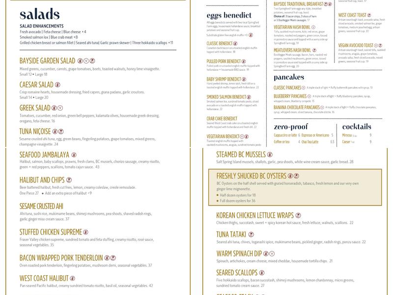 The Bayside Restaurant & Lounge Menu