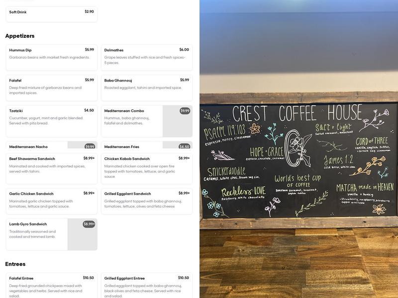 Crest Coffee House Menu