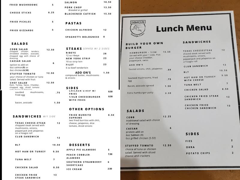 Farmhouse Menu