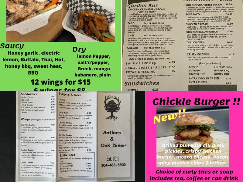 Antlers and Oak Diner Menu