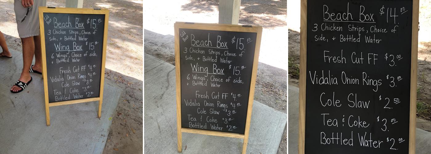 Frye’s Corner Menu