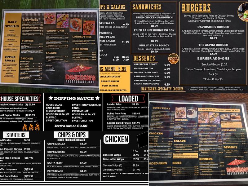 Davidson’s Menu