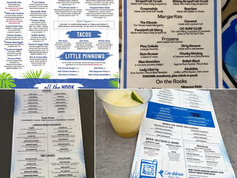 Cabanas Beach Bar & Grille Menu