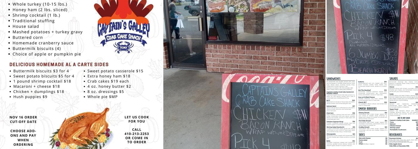 Captain's Galley Crab Cake Shack Menu