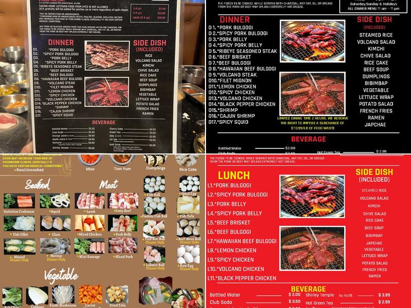 Volcano Korean BBQ & Hot Pot Menu