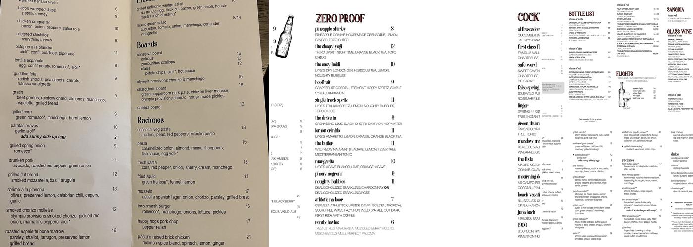 1880 Tapas & Spirits Menu