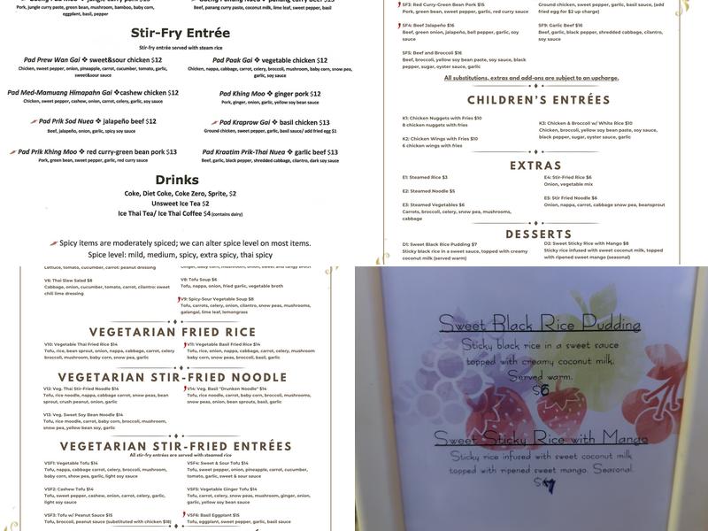 Bahn Thai Restaurant Menu