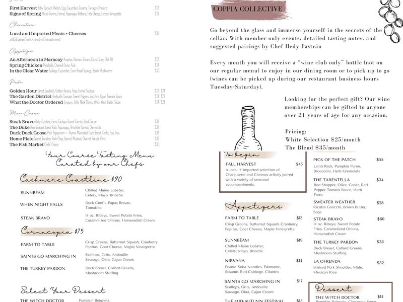 Coppia Restaurant Menu