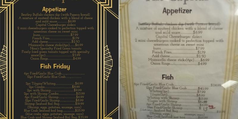 THE CAPITAL GRILLE & SEAFOOD Menu