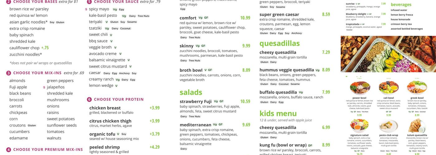 SoFresh Menu