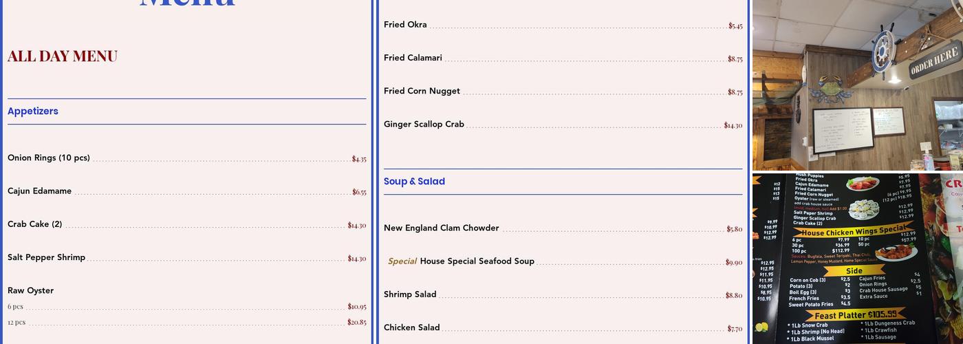 Crab House Menu