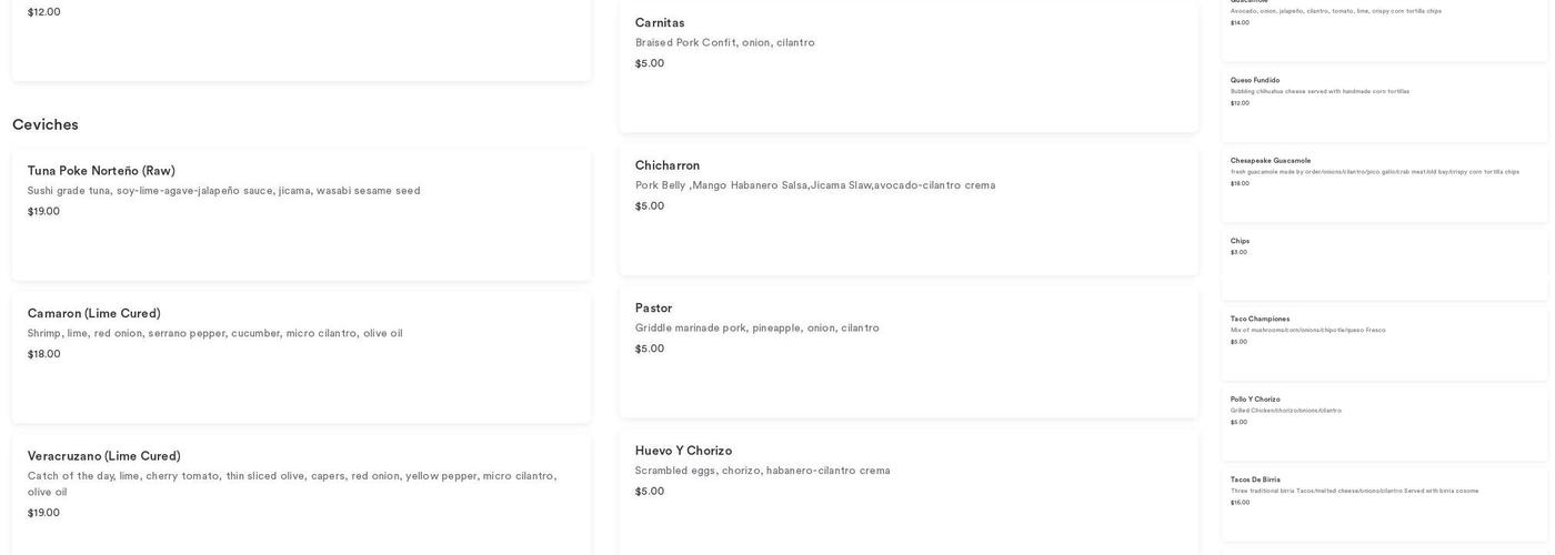 Lime & Salt Taco Bar Menu