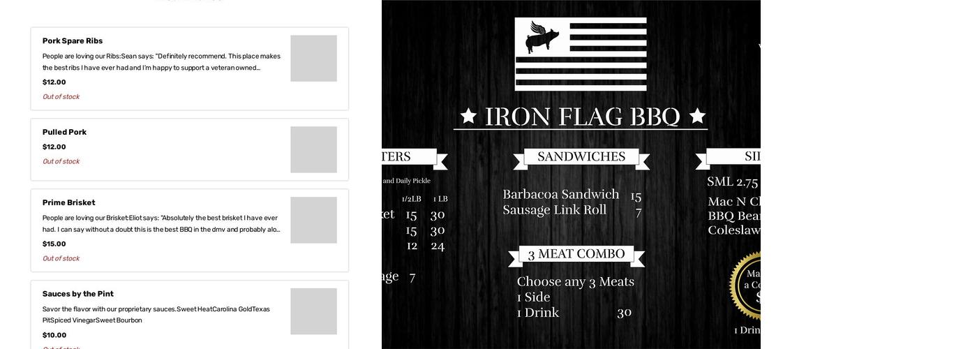 Iron Flag BBQ Menu
