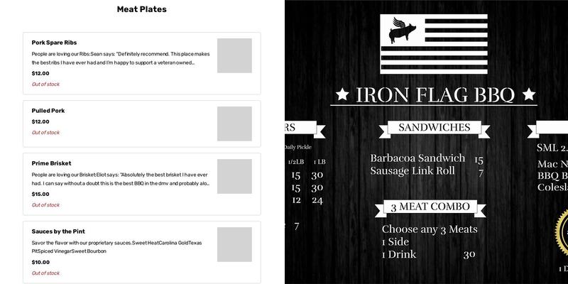 Iron Flag BBQ Menu