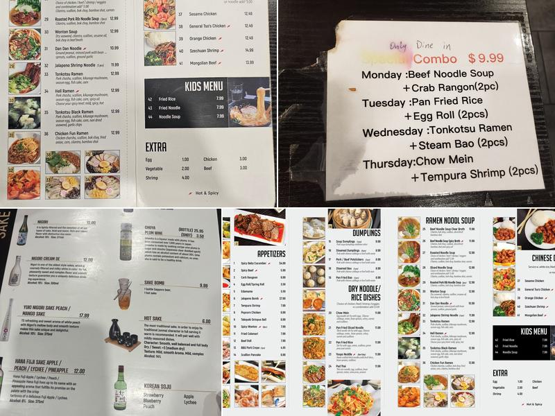 fun noodle bar Menu