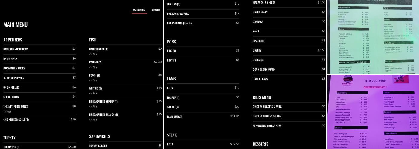 THIS IS IT, Drinks And BBQ Menu