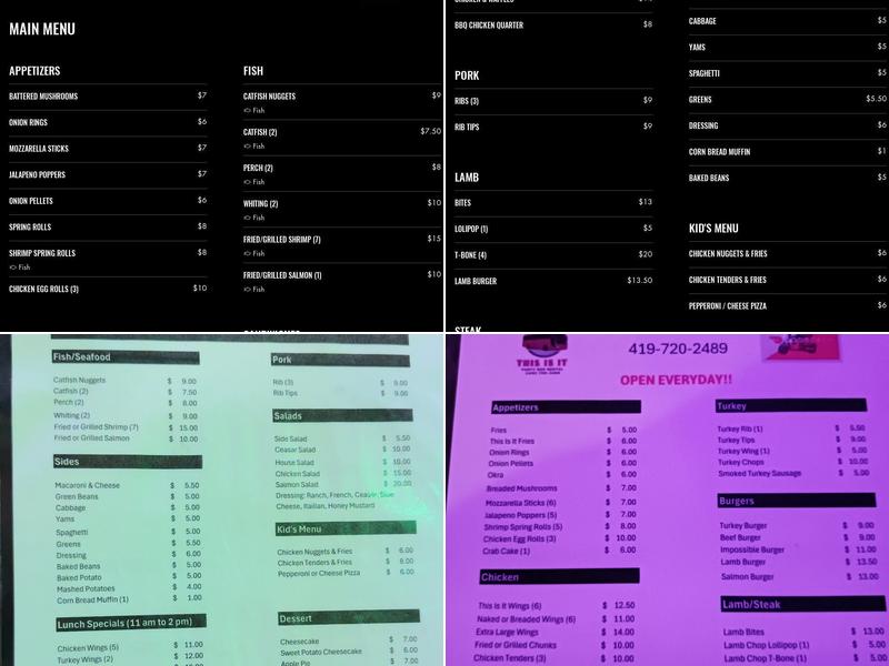 THIS IS IT, Drinks And BBQ Menu