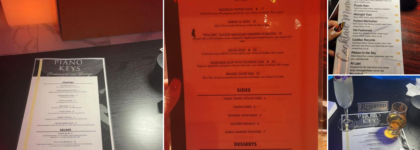 Piano Keys Restaurant and Lounge Menu