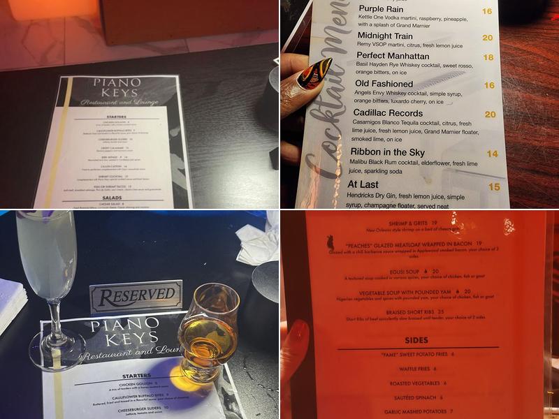 Piano Keys Restaurant and Lounge Menu