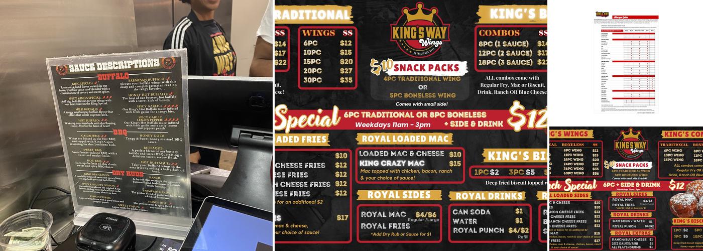 King's Way Wings Menu