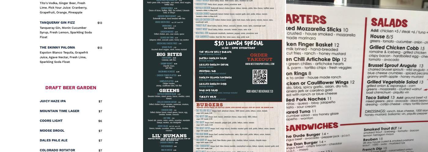 West End Sports Grill Menu