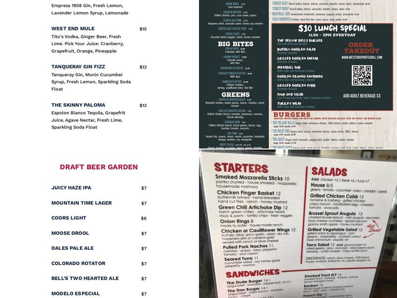 West End Sports Grill Menu