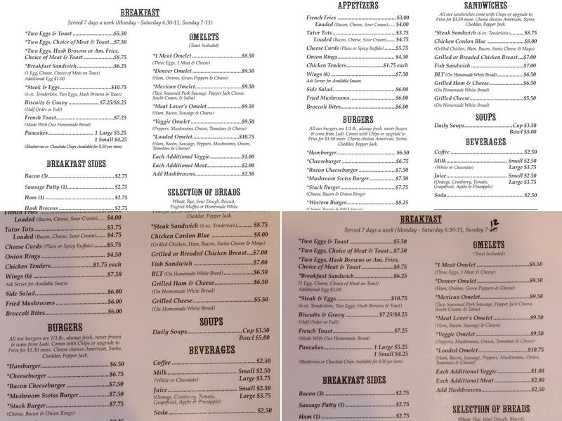 The Ranch Saloon Menu