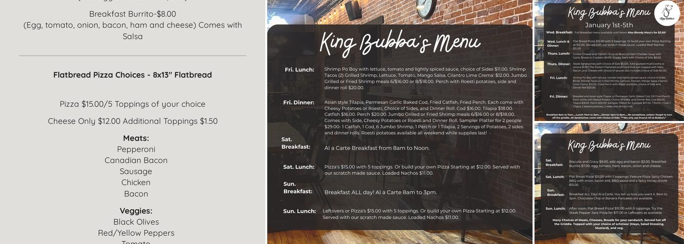 King Bubba’s Diner & Spirits Menu