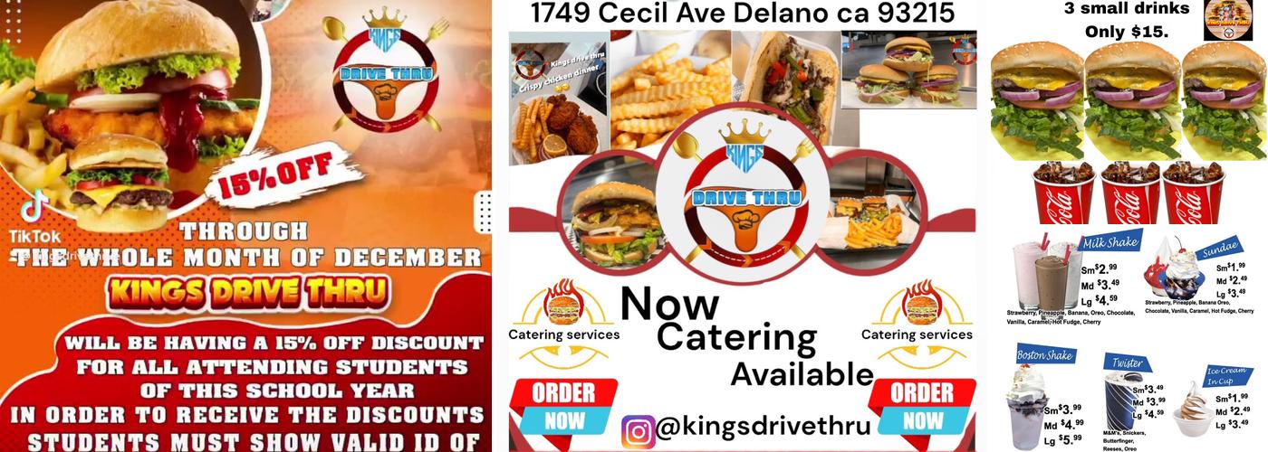 Kings Drive Thru Menu