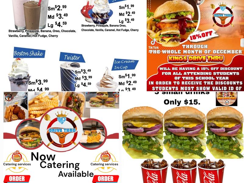 Kings Drive Thru Menu