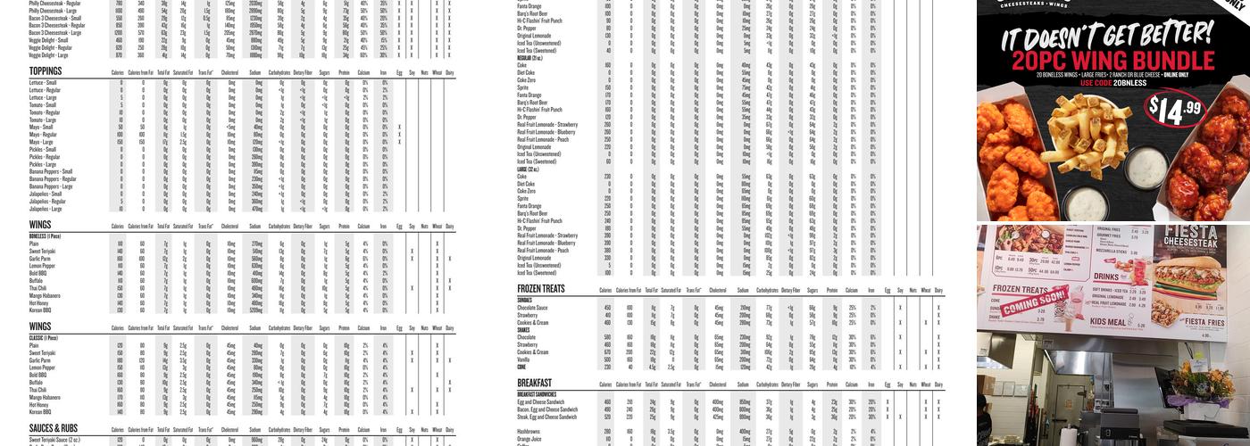Charleys Cheesesteaks and Wings Menu