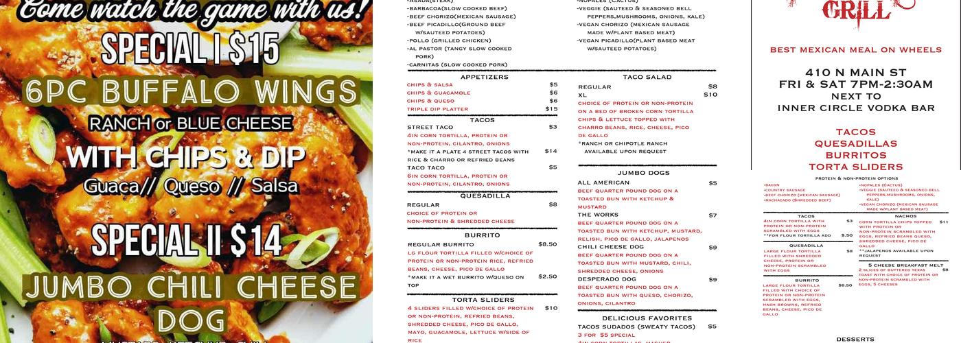 Desperado Grill Menu