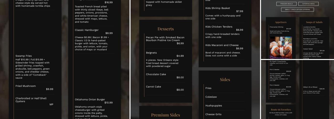 Gibbys South in Your Mouth Menu