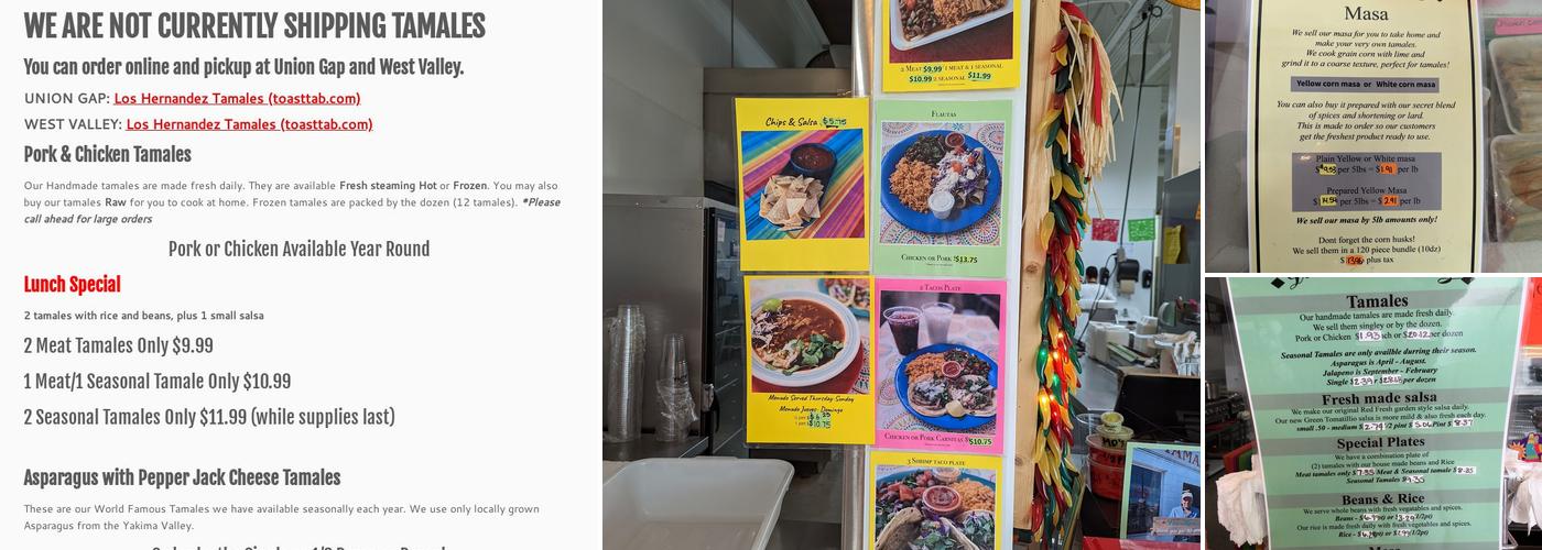 Los Hernandez Authentic Tamales Menu