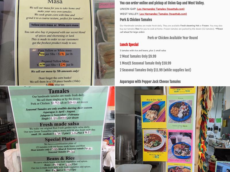 Los Hernandez Authentic Tamales Menu