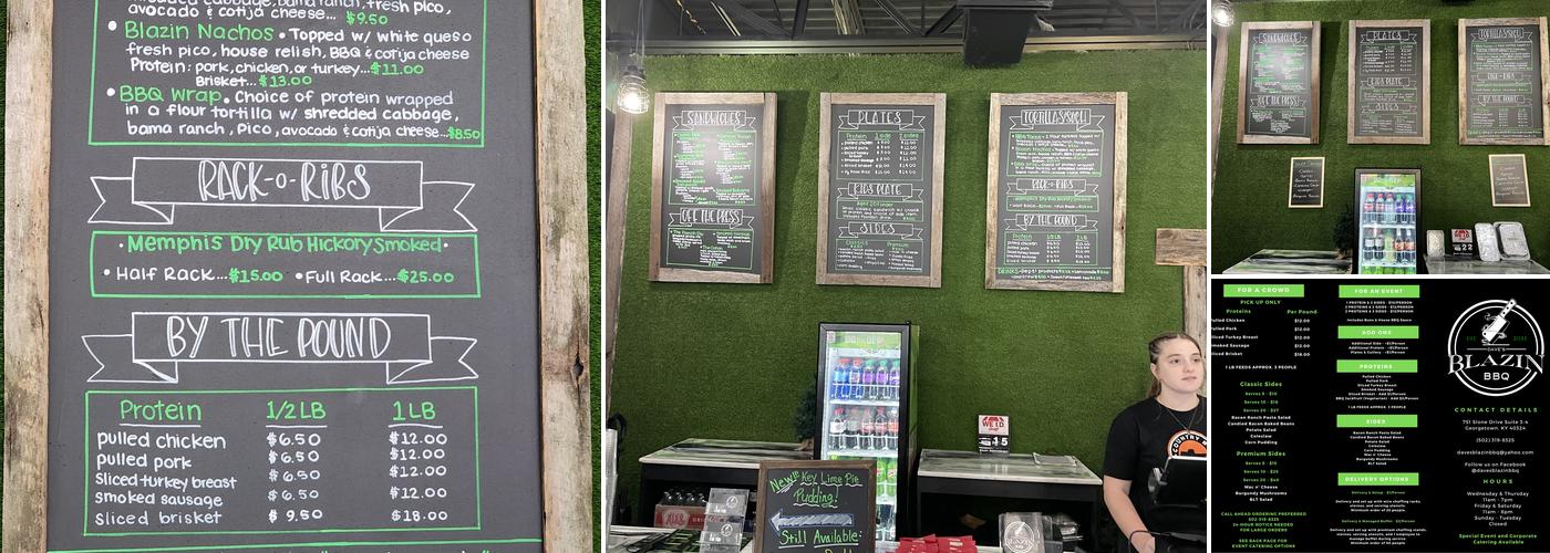 Dave's Blazin BBQ Menu