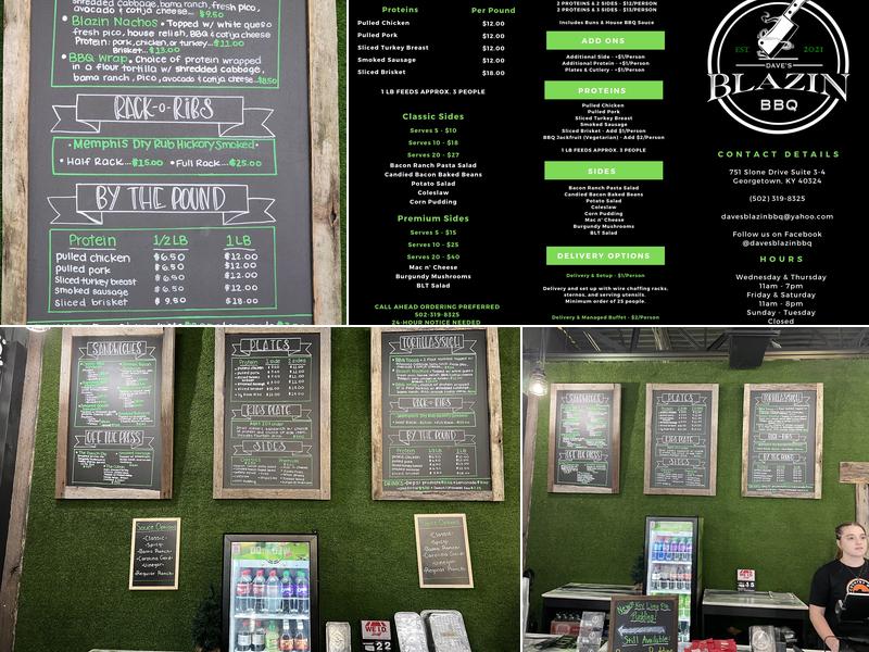 Dave's Blazin BBQ Menu