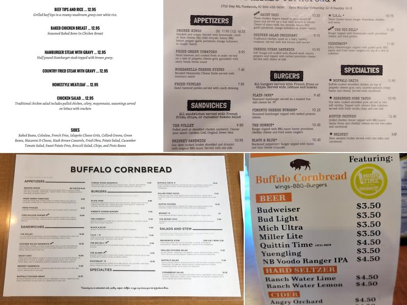 Buffalo Cornbread Menu
