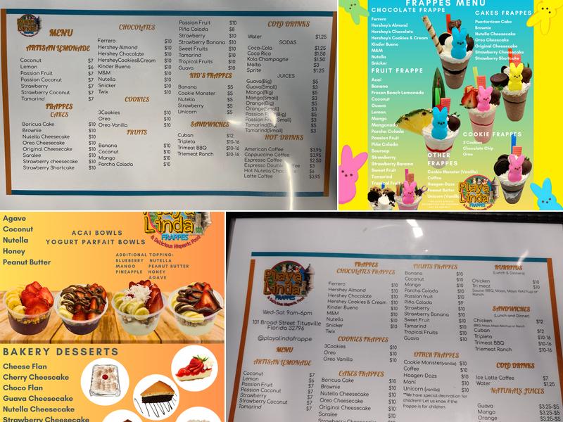 Playa Linda Frappe & Delicious Hispanic Food Menu