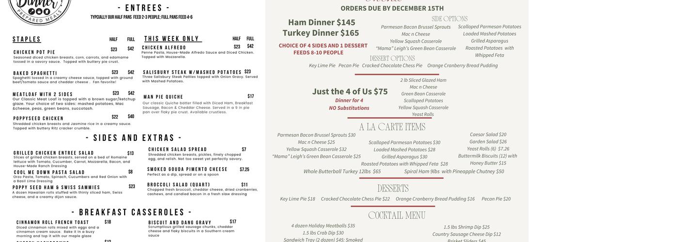 What's For Dinner? Menu