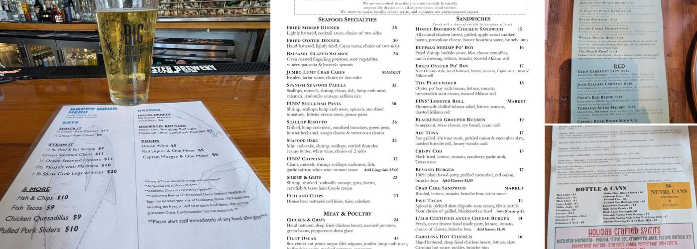 FINS Ale House & Raw Bar Menu