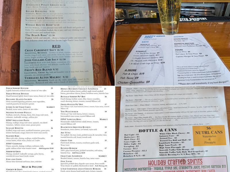 FINS Ale House & Raw Bar Menu