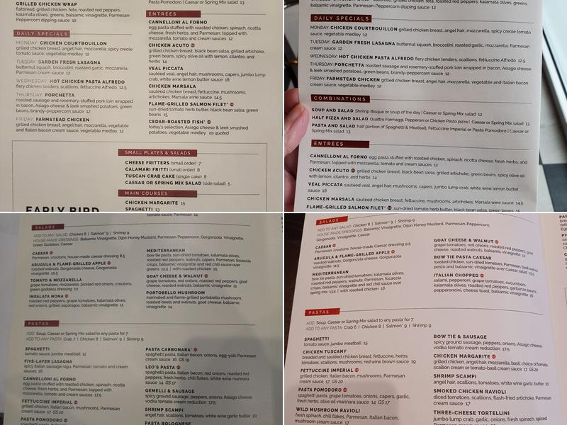 Amerigo Italian Restaurant Menu